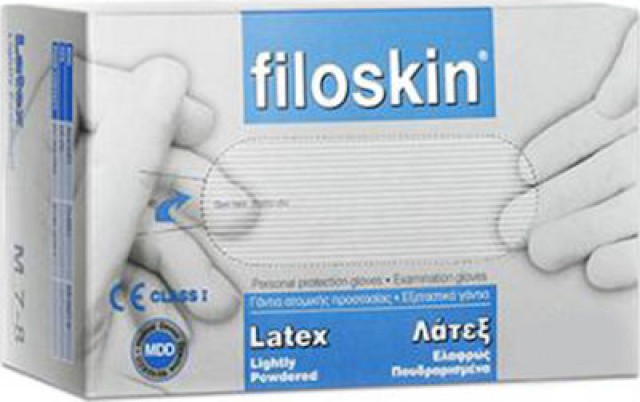 Filoskin Γάντια Λευκά Latex Με Πούδρα Μέγεθος:S, 100 Τεμάχια