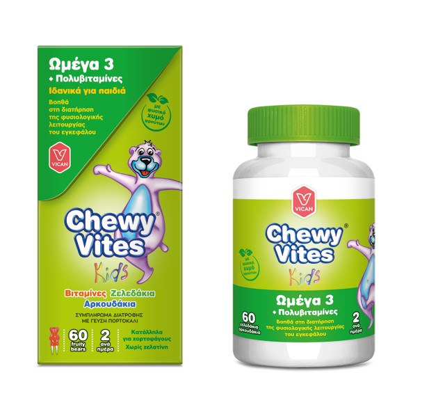 Chewy Vites Kids Jelly Bears - Omega 3 + Multivitamin, 60 Μασώμενα Ζελεδάκια