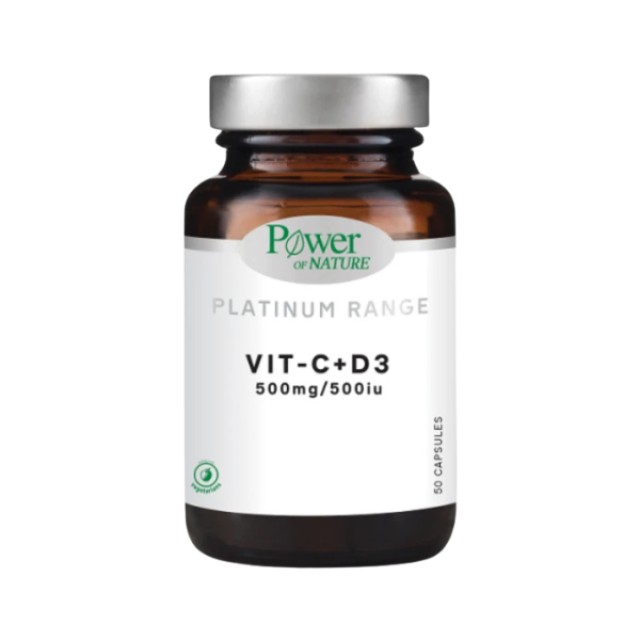 Power of Nature Platinum Range Vit-C + D3 500mg/500iu Συμπλήρωμα Διατροφής με Βιταμίνη C και D3, 50caps