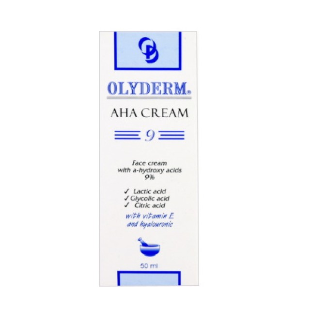 Olyderm AHA Cream 9 (9% AHA) Κρέμα Προσώπου με Α-Υδροξυοξέα 9%, 50ml