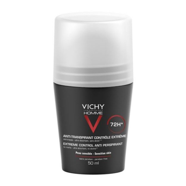 Vichy Deodorant Homme Anti-Transpirant 72h Ανδρικό Αποσμητικό Μεγάλης Διάρκειας Roll On 50ml