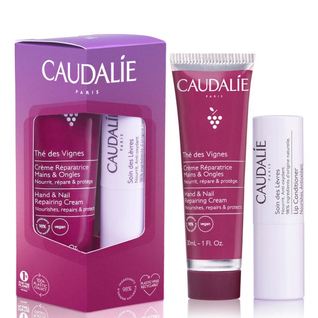Caudalie Promo The des Vignes Hand and Nail Kρέμα Χεριών 30ml + Lip Conditioner Ενυδάτωση Χειλιών 4.5gr