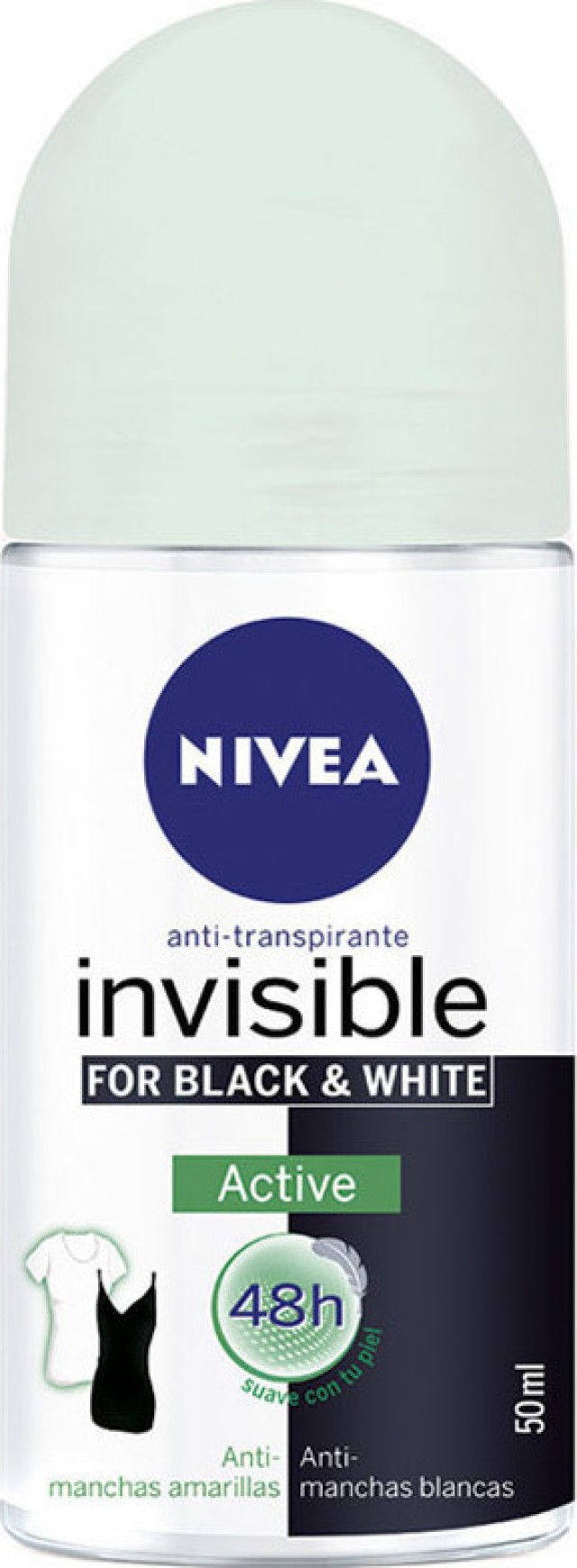Nivea Invisible Black & White Invisible Active Anti Traspirante Anti Yellow Marks Γυναικείο Αποσμητικό Roll-on 48ωρης Προστασίας, 50ml