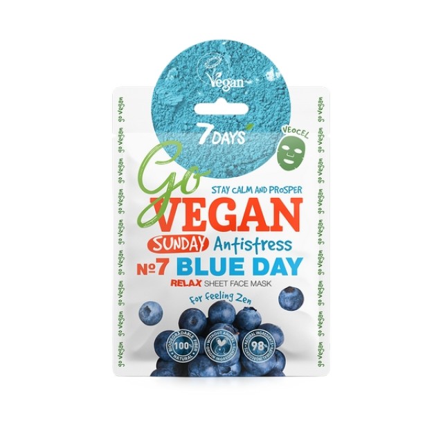 7DAYS Go Vegan Blue Day Anti-Stress Sheet Face Mask Sunday, 25 g