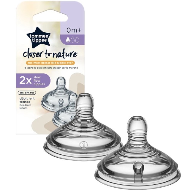 Tommee Tippee Closer to Nature Anti-Colic Slow Flow Teats 424584 0m...