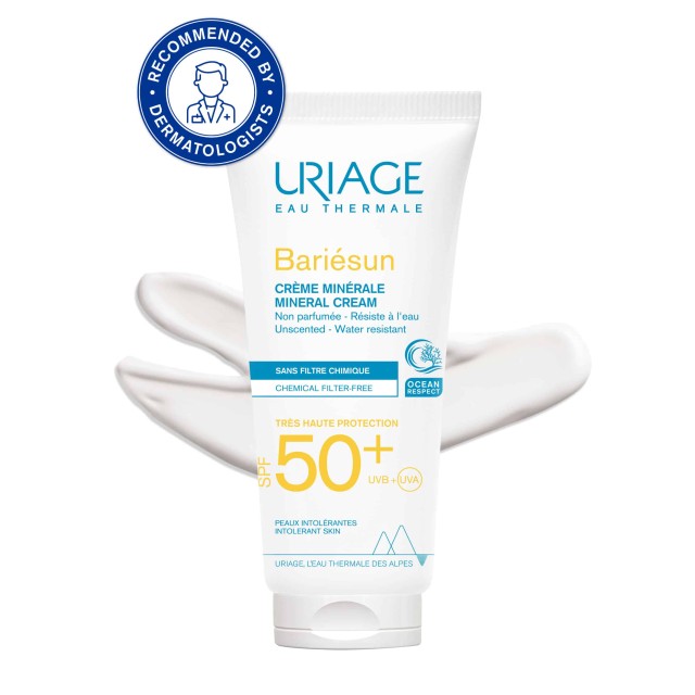 Uriage Bariesun Mineral Cream Αντιηλιακή Κρέμα Για Πρόσωπο & Σώμα για Δυσανεκτική Επιδερμίδα SPF 50+, 100ml