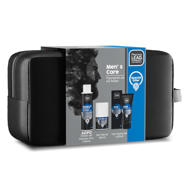 Pharmalead Promo Mens Care Σετ Περιποίησης για τον Άνδρα με Gel Μαλλιών για Styling 100ml + Αποσμητικό Roll-On 50ml + Ανδρικό Σαμπουάν - Αφρόλουτρο 3σε1 100ml