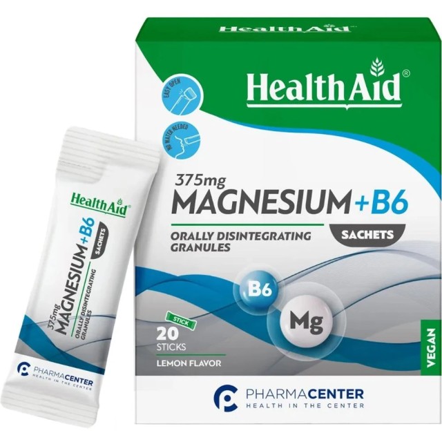 Health Aid Magnesium + B6 375mg Μαγνήσιο και Βιταμίνη Β6 με Γεύση Λ...