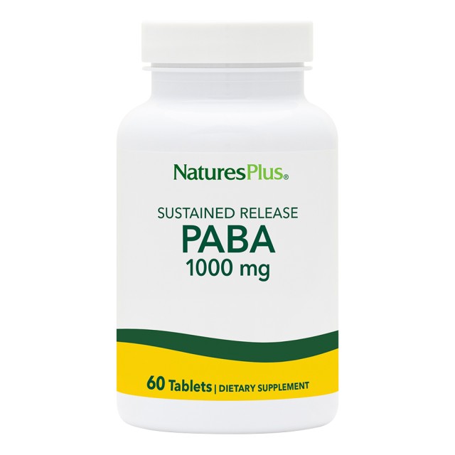 Natures Plus Paba 1000mg Συμπλήρωμα Διατροφής για τον Μεταβολισμό των Πρωτεϊνών, 60 Ταμπλέτες