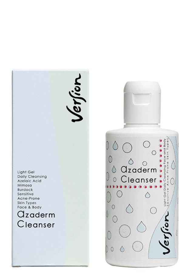 Version Azaderm Cleanser Gel Καθαρισμού Προσώπου και Σώματος Για Δέρμα λιπαρό, Ταλαιπωρημένο ή Με Τάση Φλεγμονώδους Ακμής, 200ml