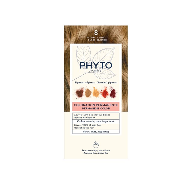 Phyto Phytocolor Μόνιμη Βαφή Μαλλιών 8 Ξανθό Ανοιχτό Blond Clair, 1τμχ