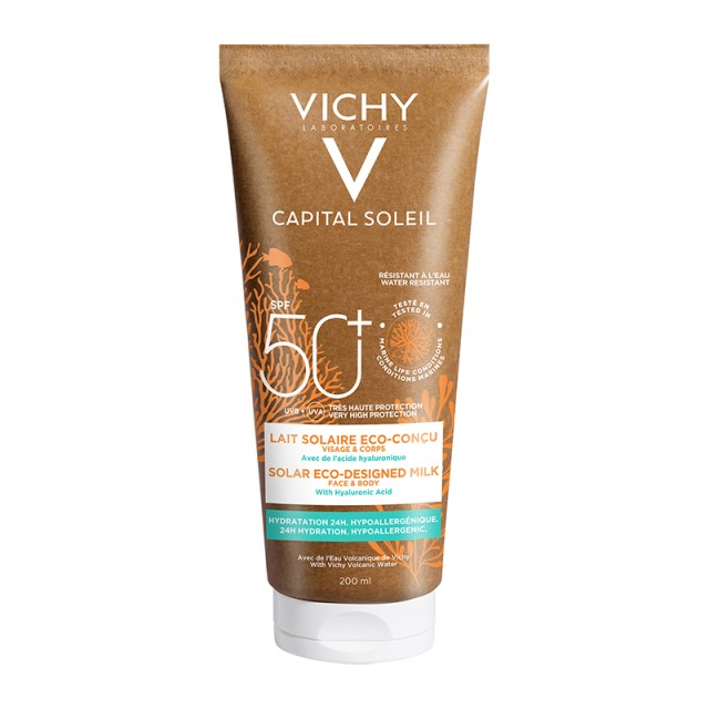 Vichy Capital Soleil Eco Milk SPF50+ Αντηλιακό Γαλάκτωμα για Πρόσωπο - Σώμα 200ml