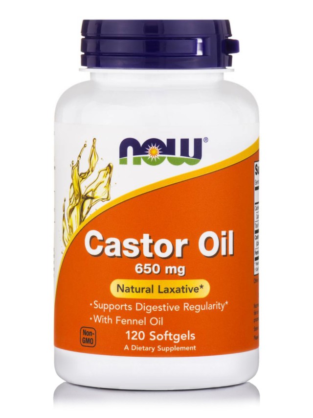 Now Foods Castor Oil 650mg Συμπλήρωμα Διατροφής Με Καστορέλαιο, 120 Μαλακές Κάψουλες
