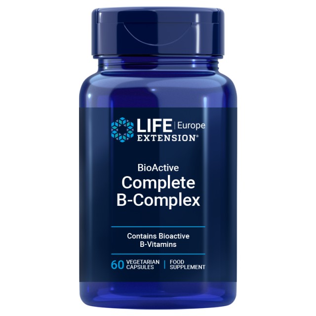 Life Extension BioActive Complete B-Complex Σύμπλεγμα Βιταμινών Β Για Oμαλή Λειτουργία Του Οργανισμού, 60 Φυτικές Κάψουλες