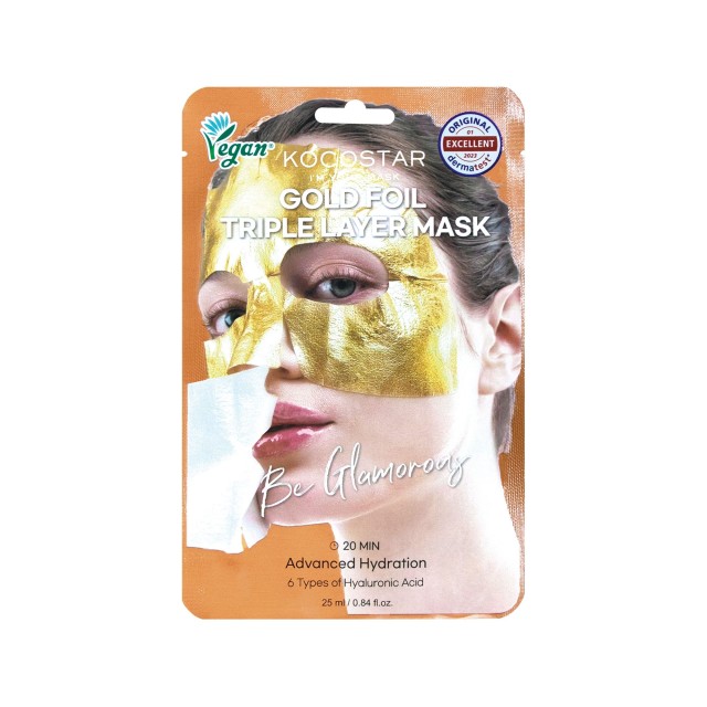 Vican Kocostar Premium Gold Foil Triple Layer Mask Μάσκα Προσώπου Για Ενυδάτωση, 25ml