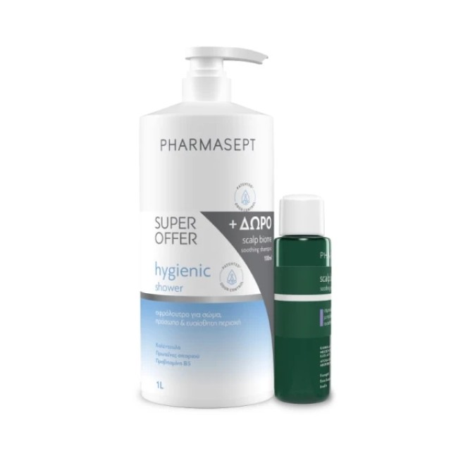 Pharmasept Promo 1+1 Hygienic Shower, 1000ml & Scalp Biome Soothing Shampoo, 100ml