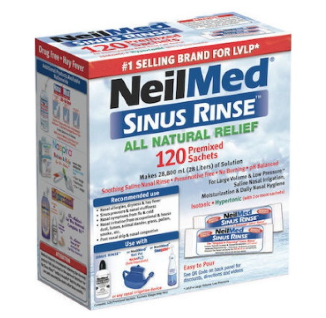 NeilMed Sinus Rinse Ισοτονικό Διάλυμα Ρινικών Πλύσεων Για Ενήλικες, 120 Ανταλλακτικά Φακελάκια