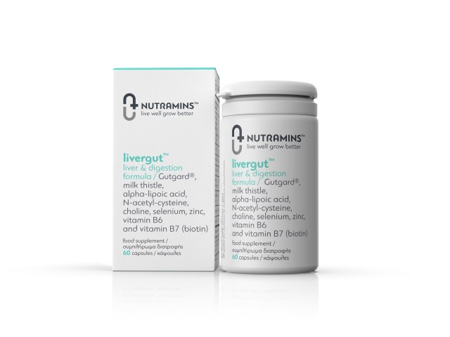 Nutramins Livergut Για τη Φυσιολογική Λειτουργία του Ήπατος, 60caps
