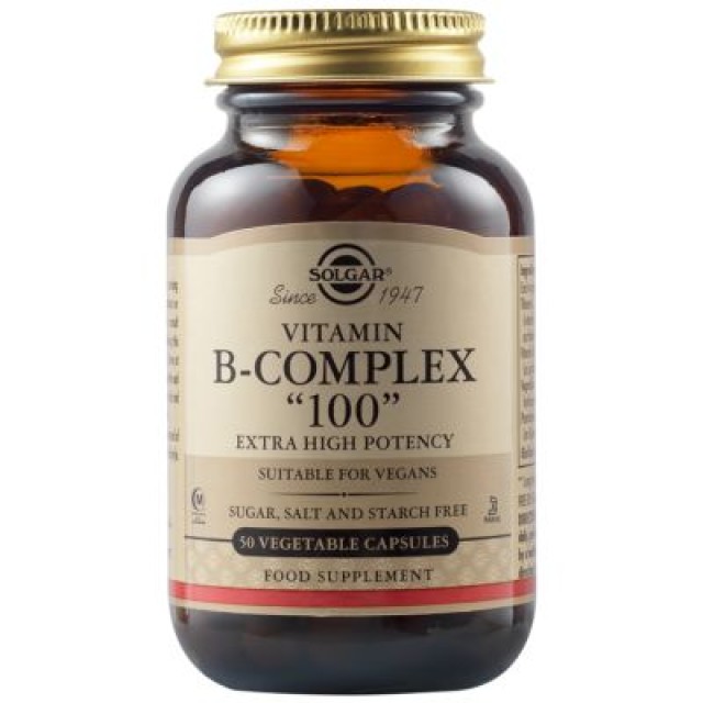 Solgar Formula B-Complex 100 Συμπλήρωμα Διατροφής Φόρμουλας B -Complex, 50 Φυτικές Κάψουλες