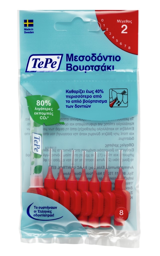 TePe Original Μεσοδόντια Βουρτσάκια 0.5mm σε χρώμα Κόκκινο, 8τμχ