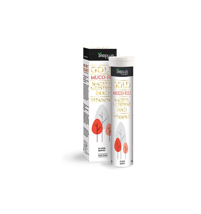 Ino Plus Muco-Flu N-Acetyl L-Cysteine NAC + Vitamin C Συμπλήρωμα για την Ενίσχυση του Ανοσοποιητικού, 20 αναβράζοντα δισκία