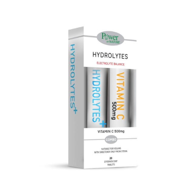 Power Of Nature Hydrolytes Stevia 20 Αναβράζοντα Δισκία & Δώρο Vit.C 500mg 20 Αναβράζοντα Δισκία