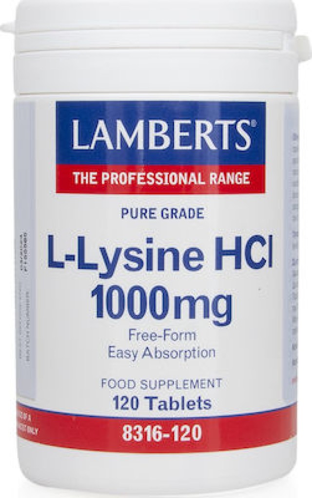 Lamberts L-Lysine Hcl 1000mg Λυσίνη, 120 Ταμπλέτες