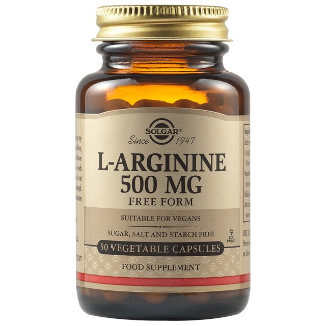 Solgar L-Arginine 500mg, 50 Φυτικές Κάψουλες