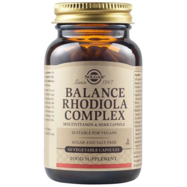 Solgar Balance Rhodiola Complex, 60 Φυτικές Κάψουλες