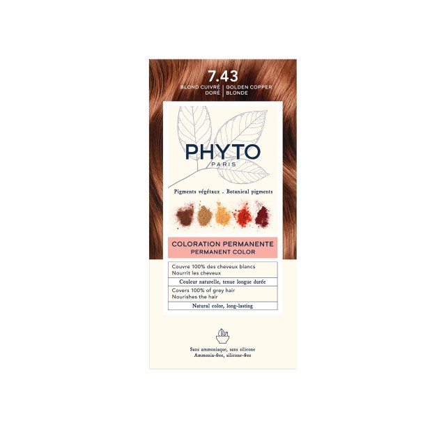 Phyto Phytocolor Μόνιμη Βαφή Μαλλιών 7.43 Ξανθό Χρυσοχάλκινο