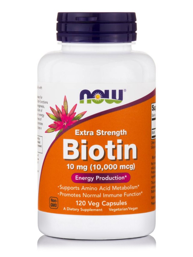 Now Foods Extra Strength Biotin 10 mg Συμπλήρωμα Διατροφής για Μαλλια-Νύχια-Δέρμα, 120 Κάψουλες