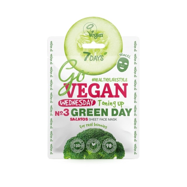 7DAYS Go Vegan Green Day Toning Up Sheet Face Mask Wednesday, 25gr