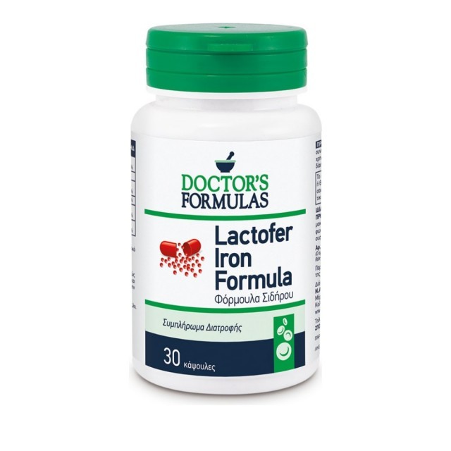 Doctors Formulas Lactofer Iron Formula με Σίδηρο, Λακτοφερίνη, Χαλκό & Βιταμίνες, 30 Κάψουλες