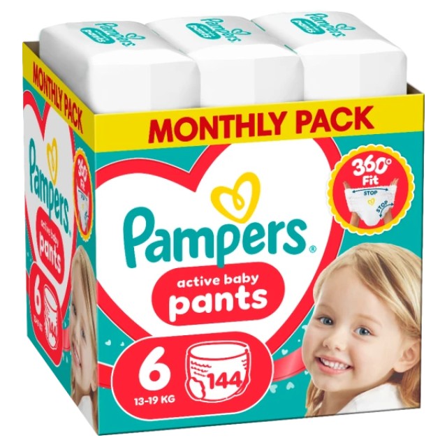 Pampers Pants Πάνα-Bρακάκι Μέγεθος 6 (13kg-19kg), 144 τμχ