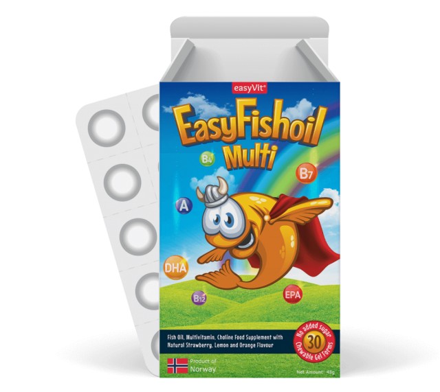 Power Health Easyfishoil Multi Συμπλήρωμα Διατροφής Για Παιδιά Με Ωμέγα 3, Χολίνη και Βιταμίνες Γεύση Φρούτων, 30 Ζελεδάκια