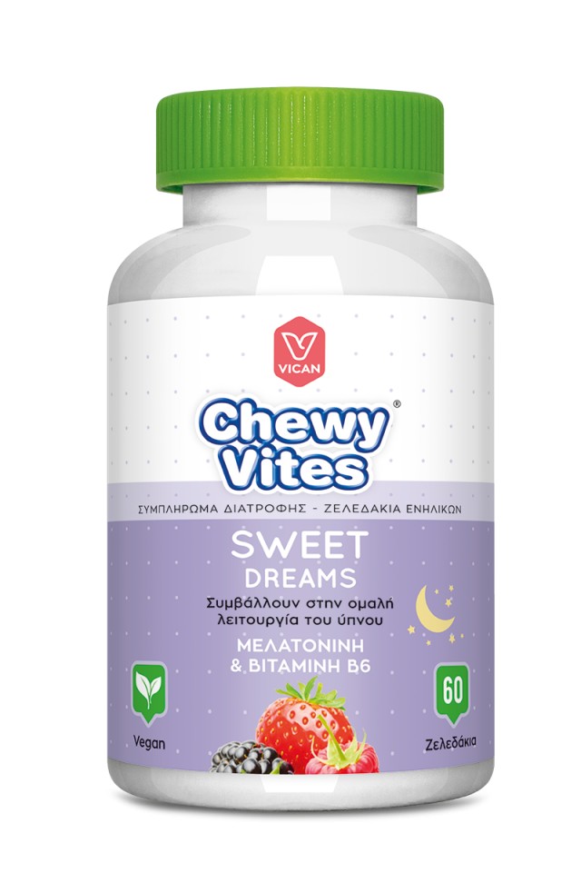 Chewy Vites Sweet Dreams Συμπλήρωμα Διατροφής Ενηλίκων Με Μελατονίνη και Βιταμίνη B6, 60 Μασώμενα Ζελεδάκια