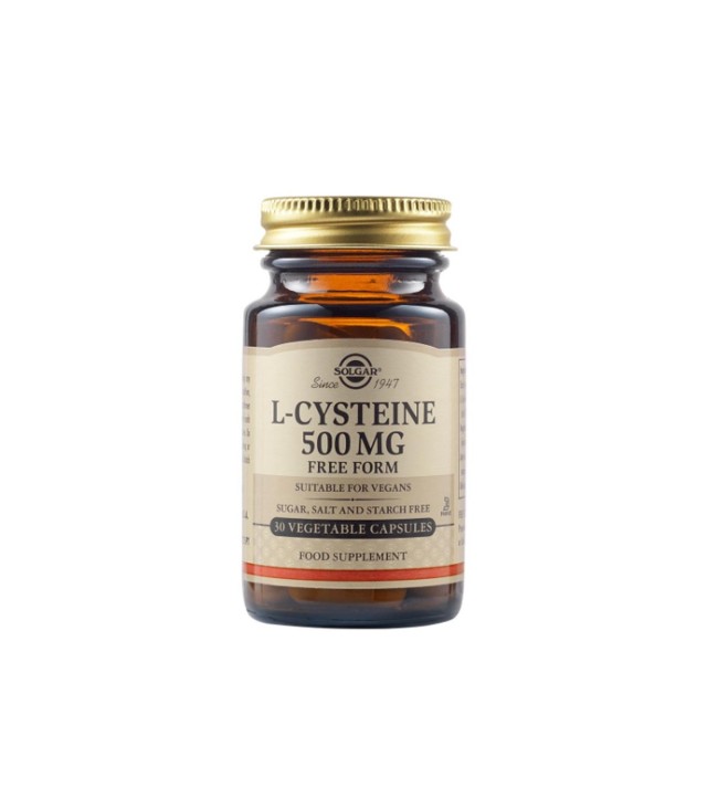 Solgar L-Cysteine 500mg Συμπλήρωμα Διατροφής L-Κυστεϊνη, 30 Φυτικές Κάψουλες
