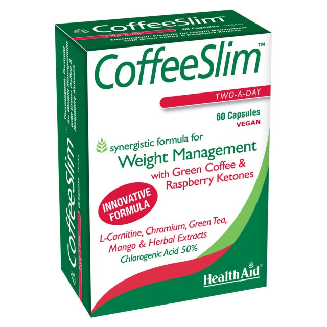 Health Aid Coffee Slim Συμπλήρωμα Διατροφής με Πράσινο Καφέ, Κετόνες Σμέουρων & Φυτικά Εκχυλίσματα για Αύξηση Καύσεων & Μεταβολισμού, 60 Κάψουλες
