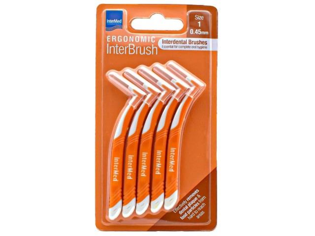 Intermed Ergonomic Interbrush Μεσοδόντια Βουρτσάκια Πορτοκαλί Size 1, 5τμχ