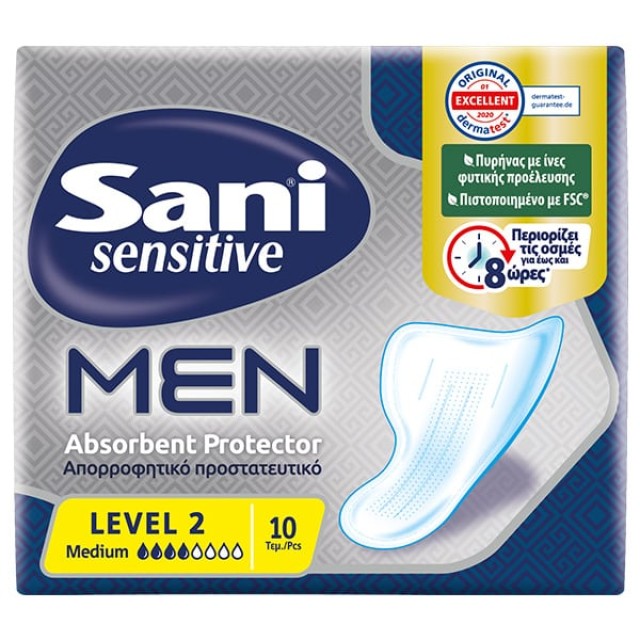 Sani Sensitive Men Medium Απορροφητικό Προστατευτικό Level 2, 10 Τεμάχια