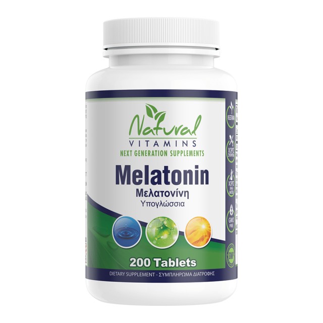 Natural Vitamins Melatonin Συμπλήρωμα Διατροφής με Μελατονίνη, 200tabs
