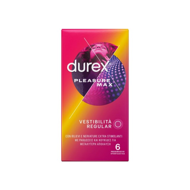 Durex Pleasuremax Προφυλακτικά με Ραβδώσεις και Κουκίδες, 6 Τεμάχια