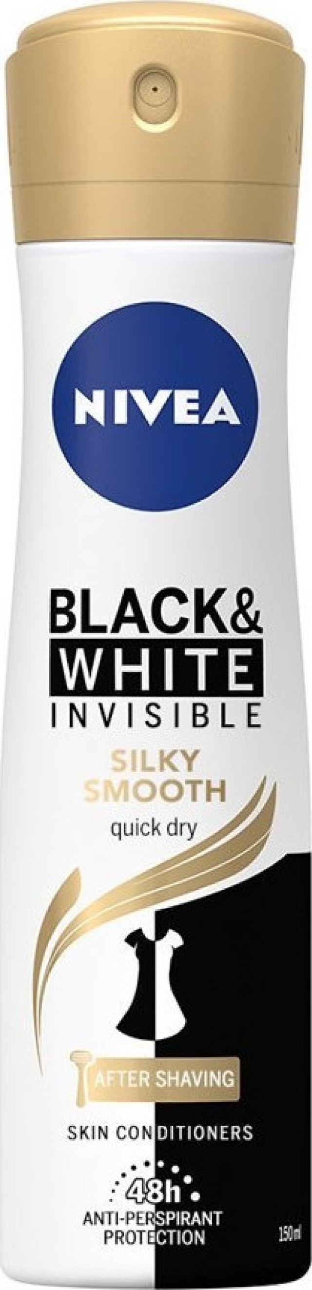 Nivea Black & White Invisible Silk Smooth Γυναικείο Αποσμητικό Spray 48ωρης Προστασίας, 150ml