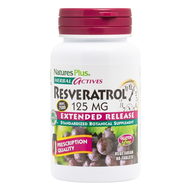 Natures Plus Herbal Actives Resveratrol Extended Release, 60 Ταμπλέτες