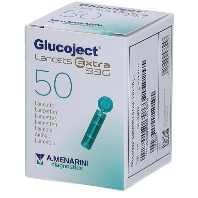 Menarini Glucoject Lancets Extra 33G Σκαρφιστήρες Μέτρησης Σακχάρου, 50τμχ