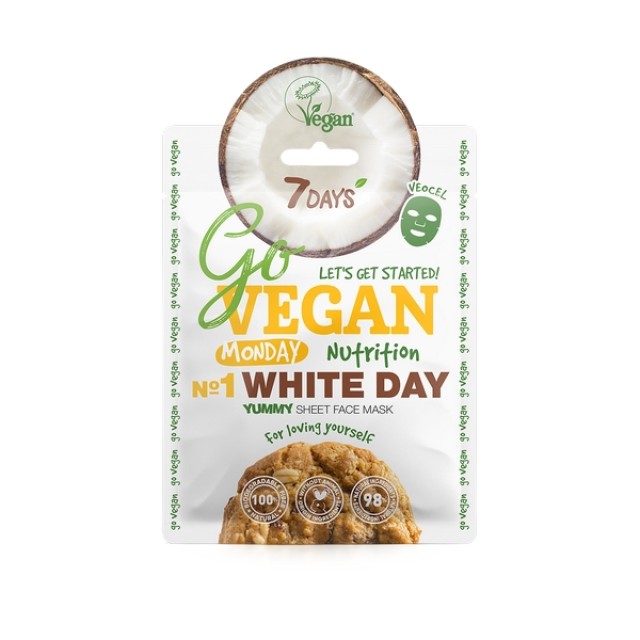 7DAYS Go Vegan White Day Nutrition Sheet Face Mask Monday, 25g
