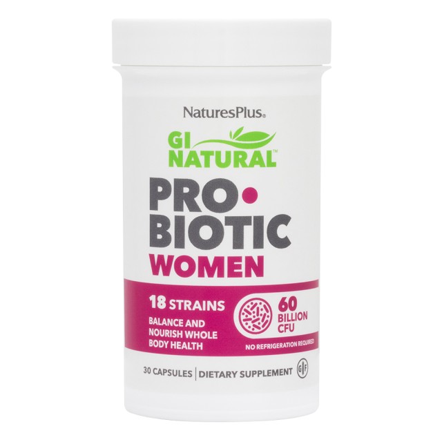 Natures Plus Gi Natural Probiotic Women Προβιοτικά Για Γυναίκες Με Πρεβιοτικές Ίνες & Cranberry, 30 Κάψουλες