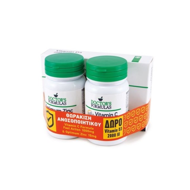 Doctors Formulas Vitamin C Formula Fast Action 1000mg 30 Κάψουλες & Optimum Zinc 15mg 30 Ταμπλέτες & Δώρο Vitamin D3 2000 IU 60 Μαλακές Κάψουλες