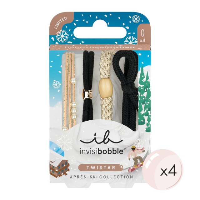 Invisibobble Twistar Apres-ski Fondue Lover Λαστιχάκια Μαλλιών σε Διάφορα Σχέδια, 4τμχ