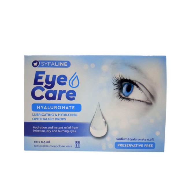 Eye Care Hyaluronate Οφθαλμικές Σταγόνες, 20 Αμπούλες x 0,5ml